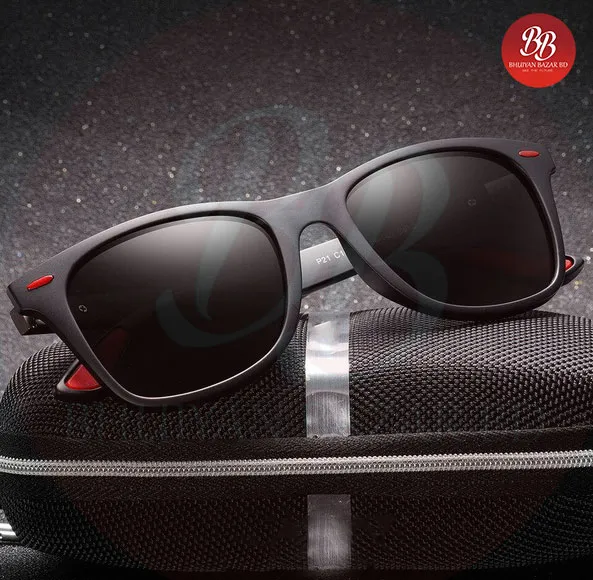 Fashionable Polarized driving Sport Square Sun glass Men- Black - Image 5