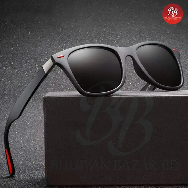 Fashionable Polarized driving Sport Square Sun glass Men- Black - Image 4